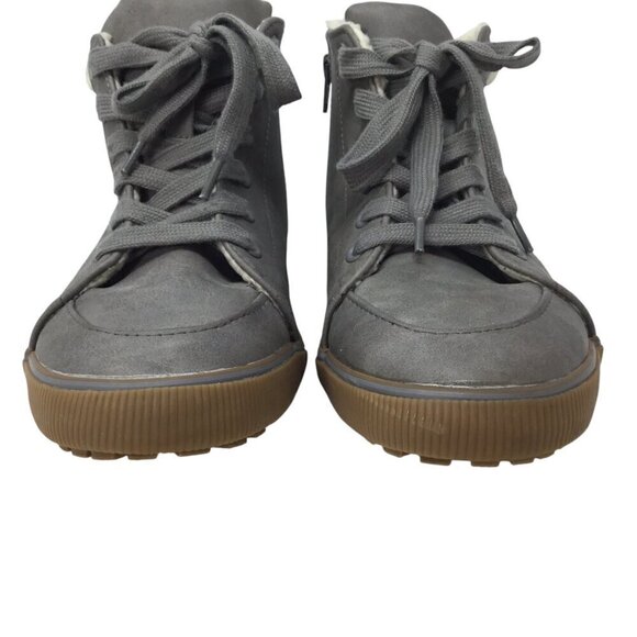 Cat & Jack Barnett Sherpa Lined Boy's Boots Sneakers Gray Sz 5 Side Zip High Top - Picture 7 of 10